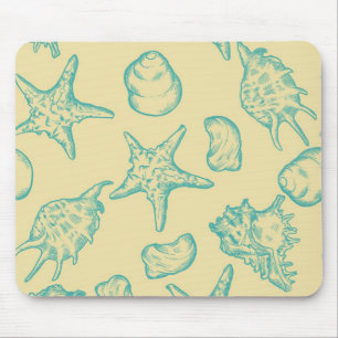 Hintergrund mit Muscheln. Hand gezeichnet Mousepad