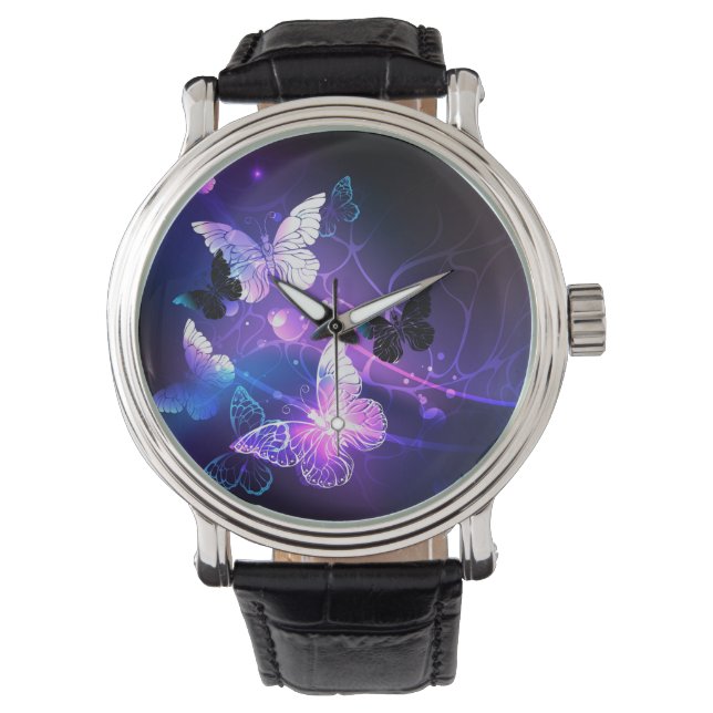 Hintergrund mit Nachtschmetterlingen Armbanduhr (Vorderseite)