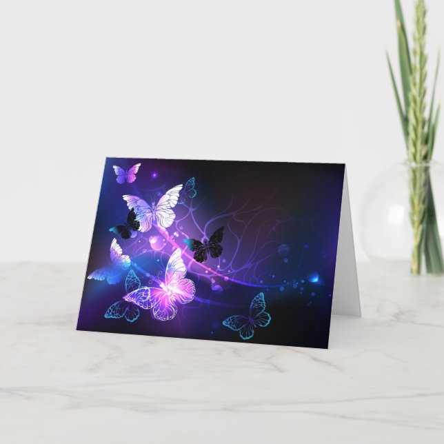 Hintergrund mit Nachtschmetterlingen Einladung (Vorderseite)