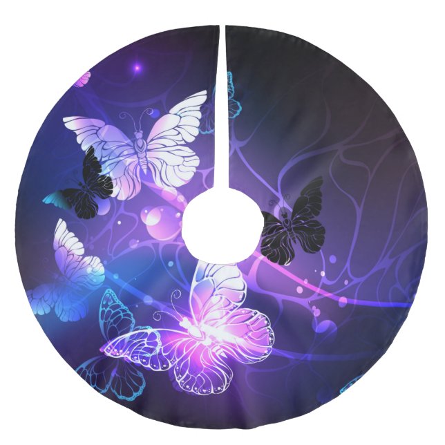 Hintergrund mit Nachtschmetterlingen Polyester Weihnachtsbaumdecke (Vorderseite)