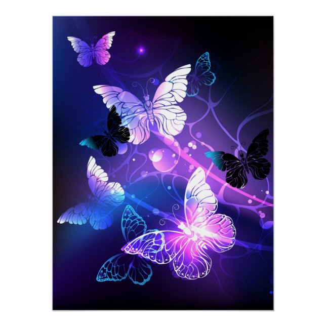 Hintergrund mit Nachtschmetterlingen Poster (Vorderseite)