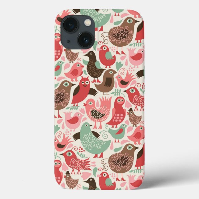 Hintergrund mit niedlichen Vögeln Case-Mate iPhone Hülle (Rückseite)