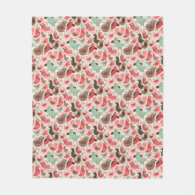Hintergrund mit niedlichen Vögeln Fleecedecke (Vorderseite)