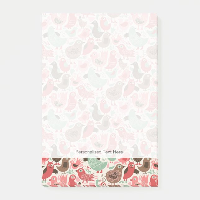 Hintergrund mit niedlichen Vögeln Post-it Klebezettel (Vorderseite)