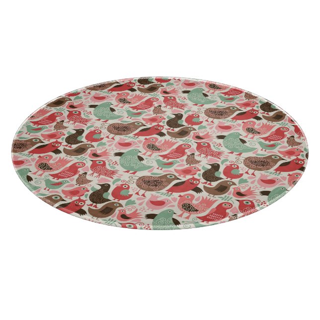 Hintergrund mit niedlichen Vögeln Schneidebrett (Ecke)