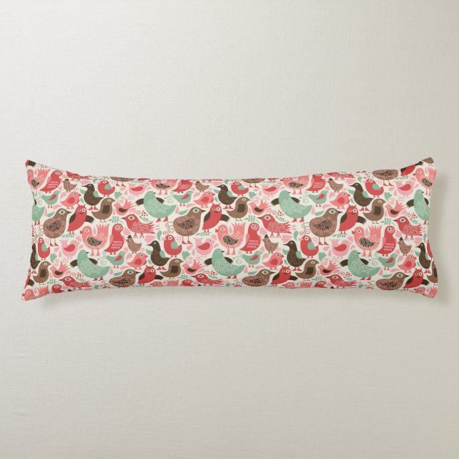 Hintergrund mit niedlichen Vögeln Seitenschläferkissen (Vorderseite)