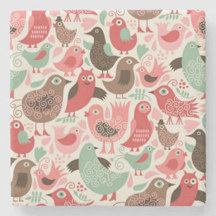 Hintergrund mit niedlichen Vögeln Steinuntersetzer