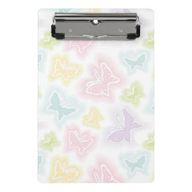 Hintergrund mit Schmetterlingen im Aquarell Mini Klemmbrett (Vorderseite)