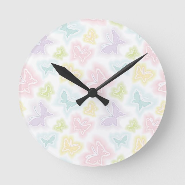 Hintergrund mit Schmetterlingen im Aquarell Runde Wanduhr (Vorderseite)