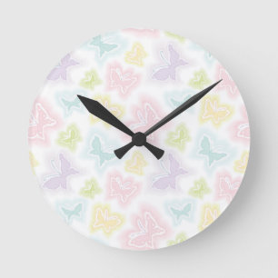 Hintergrund mit Schmetterlingen im Aquarell Runde Wanduhr