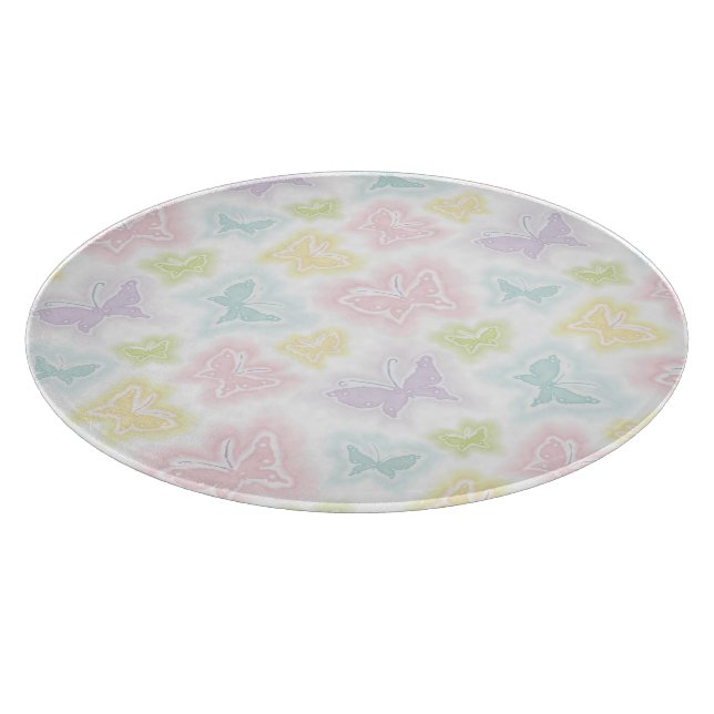 Hintergrund mit Schmetterlingen im Aquarell Schneidebrett (Ecke)