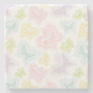 Hintergrund mit Schmetterlingen im Aquarell Steinuntersetzer