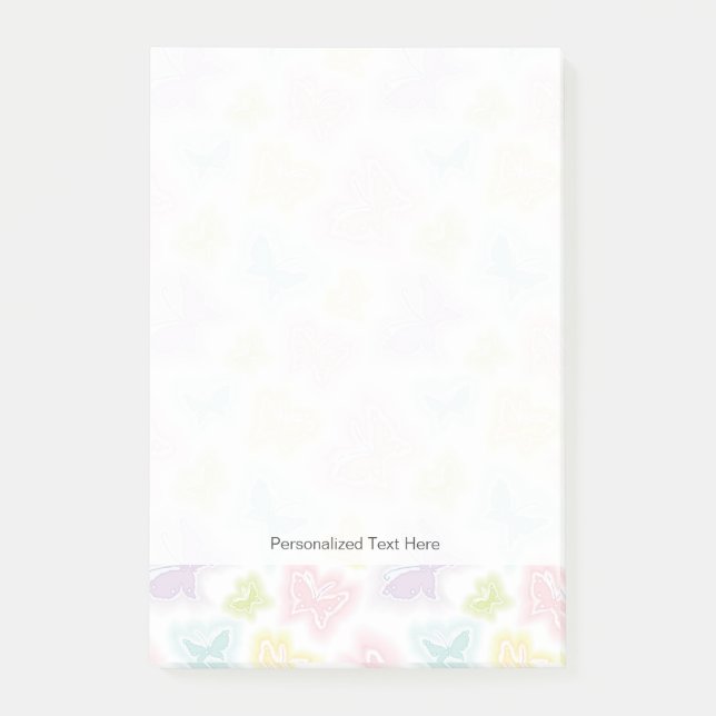 Hintergrund mit Schmetterlingen in Aquarell Post-it Klebezettel (Vorderseite)