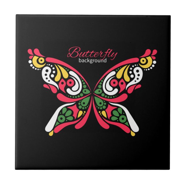 Hintergrund mit schönem Schmetterling. Tätowierung Fliese (Vorderseite)