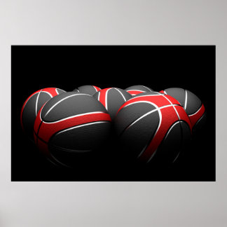Hintergrund moderner Basketballbälle Poster