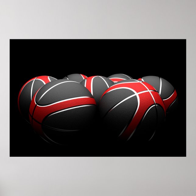 Hintergrund moderner Basketballbälle Poster (Vorne)