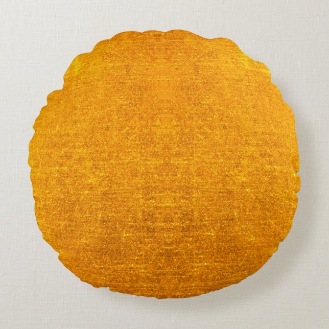 Hintergrund oder Konsistenz aus gebürstetem Gold Rundes Kissen (Vorderseite)