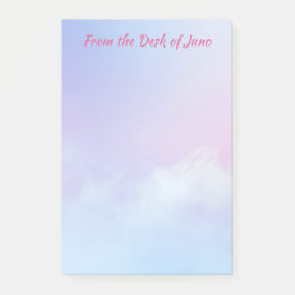 Hintergrund pastellrosa und blaue Wolke Post-it Klebezettel