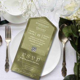 Hintergrund QR-Code für Olive Sage Green Shimmer L All In One Einladung