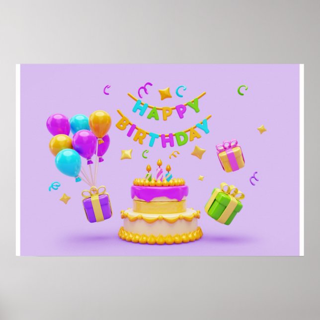 Hintergrund Rainbow Happy Birthday Poster (Vorne)