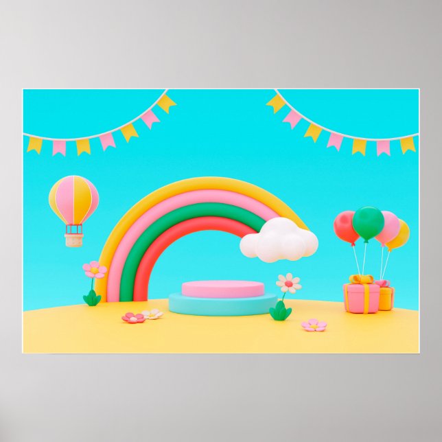 Hintergrund Rainbow Happy Birthday Poster (Vorne)