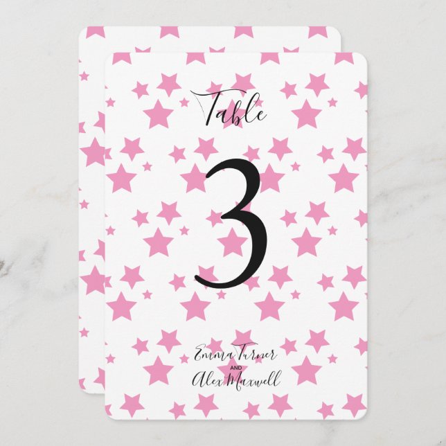 Hintergrund rosa Sterne | TISCHNUMMERN (Vorne/Hinten)