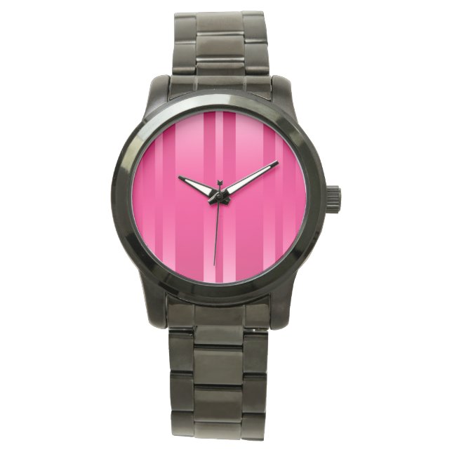 Hintergrund rosa Streifen Armbanduhr (Vorderseite)