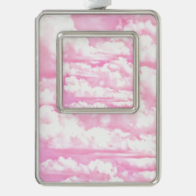 Hintergrund rosa Wolken Mode Rahmen-Ornament Silber (Vorderseite)