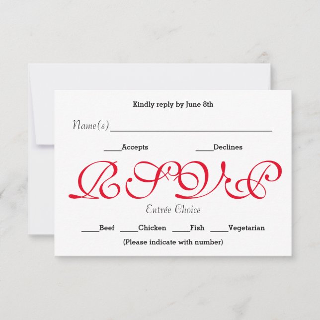 Hintergrund Rot - RSVP-Antwortkarte RSVP Karte (Vorderseite)
