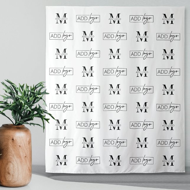 Hintergrund: Schritt und Wiederholung von zwei Log Wandteppich (Modern two logo step and repeat banner in white with space for two custom logos)