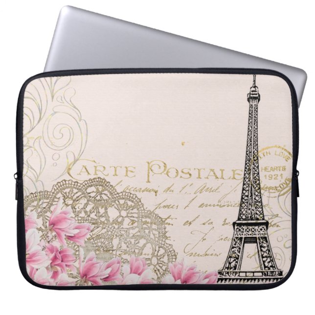 Hintergrund Vintage eiffel-Blume Laptopschutzhülle (Vorderseite)