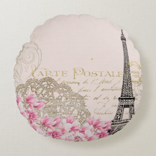 Hintergrund vintage eiffel blume rundes kissen