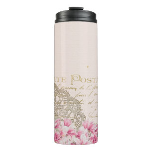 Hintergrund vintage eiffel blume thermosbecher