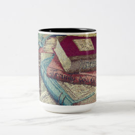 Hintergrund Vintager Bücher Zweifarbige Tasse