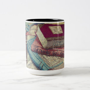 Hintergrund Vintager Bücher Zweifarbige Tasse