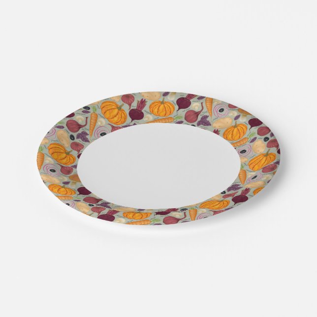 Hintergrund von frischem Gemüse Pappteller (Schrägansicht)