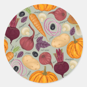 Hintergrund von frischem Gemüse Runder Aufkleber