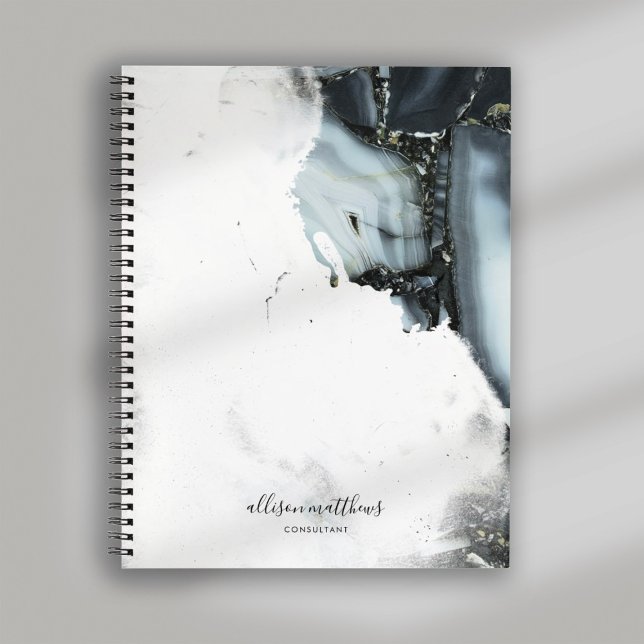 Hintergrund zum dunkelblauen schwarzen Marmor Notizbuch (Ice Blue Gray Black Marble Background Notebook)