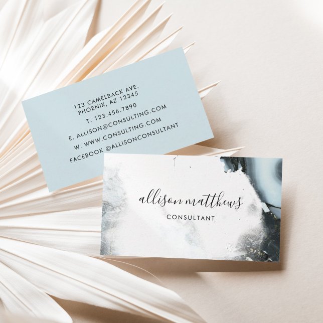 Hintergrund zum dunkelblauen schwarzen Marmor Visitenkarte (Ice Blue Gray Black Marble Background Business Card)