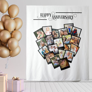 Hintergrund zum Herzfoto Collage Happy Jubiläum Wandteppich