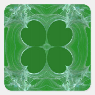 Hintergrundaufkleber für das grüne Clover-Fraktal Quadratischer Aufkleber