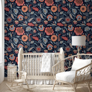 Hintergrundbild: Boho Floral Design blauer Hinterg Tapete