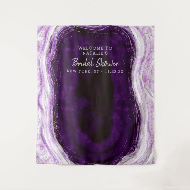 Hintergrundbild des Amethyst Lila Geode-Dusche Fot Wandteppich (Vorderseite)