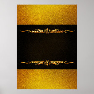 Hintergrundbild Goldrahmen floral Poster