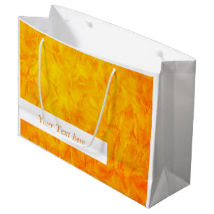 Hintergrundbild - orange-gelb + Text Große Geschenktüte