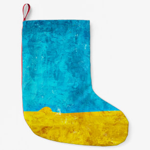 Hintergrundblau-gelbe Kunst Kleiner Weihnachtsstrumpf