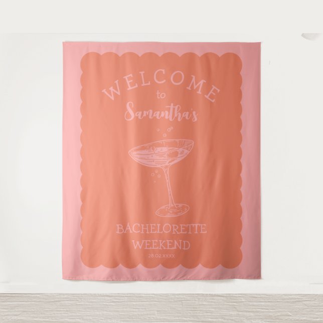 Hintergrundcocktail am Rand des Junggeselinnen-Abs Wandteppich (Vorderseite)