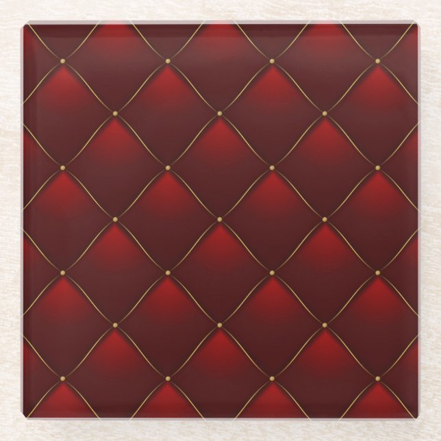Hintergründe des gequilten Red Gold Thread Glasuntersetzer (Vorderseite)