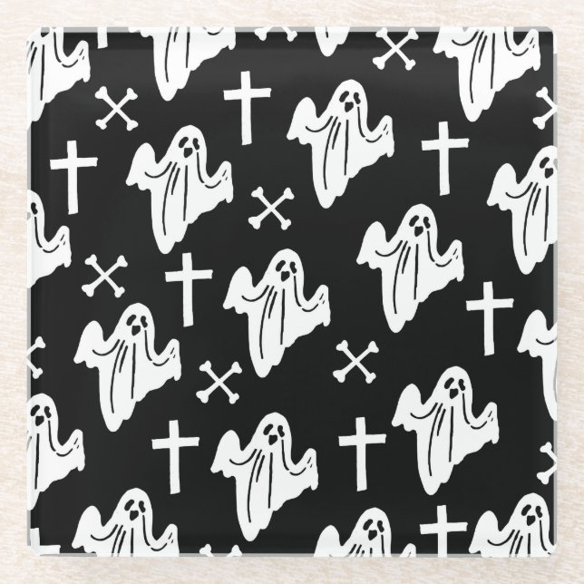 Hintergründe des Handzeichens Halloween Glasuntersetzer (Vorderseite)