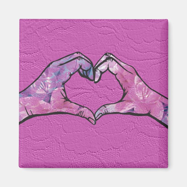 Hintergrundeffekte für das Herz auf rosa Spitzen Magnet (Vorne)
